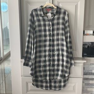 Saks Fifth Ave High Low Flannel Shirt Dress